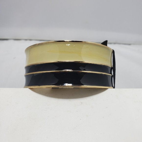 Saks Fifth Ave Black/Taupe enamel bangle bracelet - Picture 4 of 4